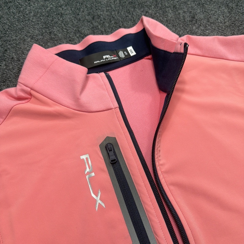 RLX Ralph Lauren Mens Vest XL Pink Full Zip Cotton Blend Zip Pockets Golf Preppy - Picture 2 of 8
